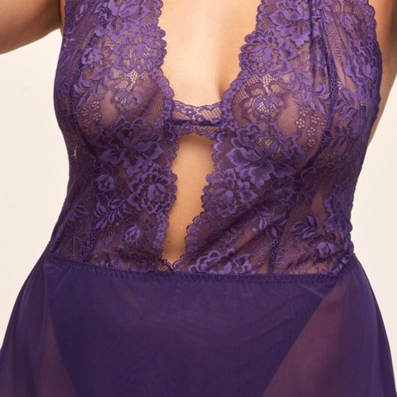 2-in-1 Unlined Bodysit + Babydoll Teddy Plus Full Lace OLD HOLLYWOOD STYLE - Picture 3 of 9